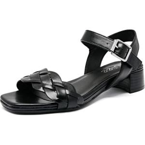 imageWomens Chunky Heeled Sandals  Block Low Heels Summer Ankle Strappy Square Open Toe Dressy Wedding Sandals for WomenBlack 087