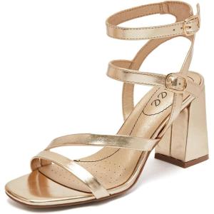 imageWomens Chunky Heeled Sandals  Square Open Toe Ankle Strappy Dressy Pump Heels Wedding Party Shoes for WomenGold 092