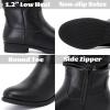 imageWomens Ankle Boots  Slouchy Fashion Low Calf Flat Booties Comfortable Round Toe Fall Winter Casual Short Boots for WomenBlack Pu 974