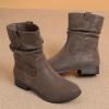 imageWomens Ankle Boots  Slouchy Fashion Low Calf Flat Booties Comfortable Round Toe Fall Winter Casual Short Boots for WomenBrown Pu 974