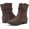 imageWomens Ankle Boots  Slouchy Fashion Low Calf Flat Booties Comfortable Round Toe Fall Winter Casual Short Boots for WomenBrown Pu 974