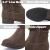 imageWomens Ankle Boots  Slouchy Fashion Low Calf Flat Booties Comfortable Round Toe Fall Winter Casual Short Boots for WomenBrown Pu 974