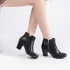 imageWomens Ankle Boots Casual Fashion Ladies Chunky Heeled Booties Comfortable Low Mid Heel Round Closed Toe Fall Winter Boots for WomenBlack Pu 302
