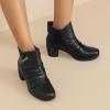 imageWomens Ankle Boots Casual Fashion Ladies Chunky Heeled Booties Comfortable Low Mid Heel Round Closed Toe Fall Winter Boots for WomenBlack Pu 303