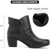 imageWomens Ankle Boots Casual Fashion Ladies Chunky Heeled Booties Comfortable Low Mid Heel Round Closed Toe Fall Winter Boots for WomenBlack Pu 303