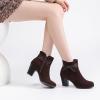 imageWomens Ankle Boots Casual Fashion Ladies Chunky Heeled Booties Comfortable Low Mid Heel Round Closed Toe Fall Winter Boots for WomenBrown Mf 301