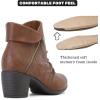 imageWomens Ankle Boots Casual Fashion Ladies Chunky Heeled Booties Comfortable Low Mid Heel Round Closed Toe Fall Winter Boots for WomenBrown Pu 303