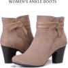 imageWomens Ankle Boots Casual Fashion Ladies Chunky Heeled Booties Comfortable Low Mid Heel Round Closed Toe Fall Winter Boots for WomenTaupe Mf 301