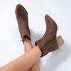 imageWomens Ankle Boots Chunky Heeled Booties Comfortable Fashion Low Mid Block Heel Pointed Toe Fall Winter Short Boots for WomenBrown Mf 970