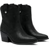 imageWomens Cowboy Ankle Boots Western Cowgirl Chunky Heeled Booties Classic Casual Comfortable Low Mid Heel Short Boots for WomenBlack Bmf 976