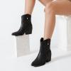imageWomens Cowboy Ankle Boots Western Cowgirl Chunky Heeled Booties Classic Casual Comfortable Low Mid Heel Short Boots for WomenBlack Bmf 976