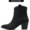imageWomens Cowboy Ankle Boots Western Cowgirl Chunky Heeled Booties Classic Casual Comfortable Low Mid Heel Short Boots for WomenBlack Pu 969
