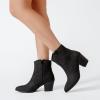 imageWomens Cowboy Ankle Boots Western Cowgirl Chunky Heeled Booties Classic Casual Comfortable Low Mid Heel Short Boots for WomenBlack Pu 969