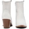 imageWomens Cowboy Ankle Boots Western Cowgirl Chunky Heeled Booties Classic Casual Comfortable Low Mid Heel Short Boots for WomenWhite Pu 969