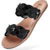 imageWomens Flat Slides Sandals Summer Slippers Comfortable Braided Strap Round Open Toe Casual Beach Shoes for WomenBlack 081