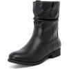 imageWomens Ankle Boots  Slouchy Fashion Low Calf Flat Booties Comfortable Round Toe Fall Winter Casual Short Boots for WomenBlack Pu 974