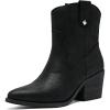 imageWomens Cowboy Ankle Boots Western Cowgirl Chunky Heeled Booties Classic Casual Comfortable Low Mid Heel Short Boots for WomenBlack Bmf 976