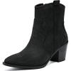 imageWomens Cowboy Ankle Boots Western Cowgirl Chunky Heeled Booties Classic Casual Comfortable Low Mid Heel Short Boots for WomenBlack Pu 969