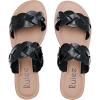 imageWomens Flat Slides Sandals Summer Slippers Comfortable Braided Strap Round Open Toe Casual Beach Shoes for WomenBlack 081