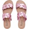 imageWomens Flat Slides Sandals Summer Slippers Comfortable Braided Strap Round Open Toe Casual Beach Shoes for WomenPink 081