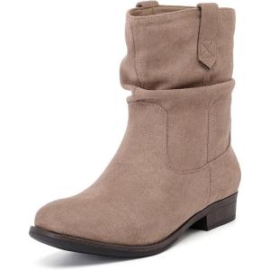 imageWomens Ankle Boots  Slouchy Fashion Low Calf Flat Booties Comfortable Round Toe Fall Winter Casual Short Boots for WomenBeige Mf 974