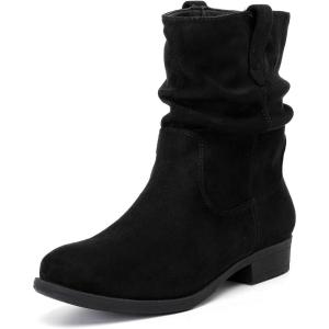 imageWomens Ankle Boots  Slouchy Fashion Low Calf Flat Booties Comfortable Round Toe Fall Winter Casual Short Boots for WomenBlack Mf 974