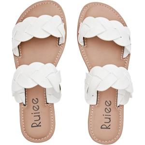 imageWomens Flat Slides Sandals Summer Slippers Comfortable Braided Strap Round Open Toe Casual Beach Shoes for WomenBeige 081