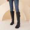 imageWomens Knee High Boots Stylish Comfort Round Toe Tall Riding Combat Boot Classic Fashion Fall Winter Boots for WomenBlack Pu 118