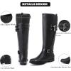 imageWomens Knee High Boots Stylish Comfort Round Toe Tall Riding Combat Boot Classic Fashion Fall Winter Boots for WomenBlack Pu 118
