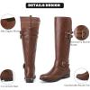 imageWomens Knee High Boots Stylish Comfort Round Toe Tall Riding Combat Boot Classic Fashion Fall Winter Boots for WomenBrown Pu 118