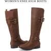 imageWomens Knee High Boots Stylish Comfort Round Toe Tall Riding Combat Boot Classic Fashion Fall Winter Boots for WomenTan Mf 118