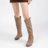 imageWomens Slouchy Knee High Boots  Comfortable Platform Flat Tall Boot Stylish Round Toe Side Zipper Winter Casual Boots for WomenBeige Mf 124