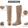imageWomens Slouchy Knee High Boots  Comfortable Platform Flat Tall Boot Stylish Round Toe Side Zipper Winter Casual Boots for WomenBeige Mf 124