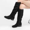 imageWomens Slouchy Knee High Boots  Comfortable Platform Flat Tall Boot Stylish Round Toe Side Zipper Winter Casual Boots for WomenBlack Mf 124