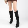 imageWomens Slouchy Knee High Boots  Comfortable Platform Flat Tall Boot Stylish Round Toe Side Zipper Winter Casual Boots for WomenBlack Mf 124
