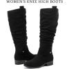 imageWomens Slouchy Knee High Boots  Comfortable Platform Flat Tall Boot Stylish Round Toe Side Zipper Winter Casual Boots for WomenBlack Mf 124