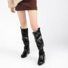 imageWomens Slouchy Knee High Boots  Comfortable Platform Flat Tall Boot Stylish Round Toe Side Zipper Winter Casual Boots for WomenBlack Pu 124