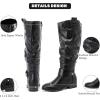 imageWomens Slouchy Knee High Boots  Comfortable Platform Flat Tall Boot Stylish Round Toe Side Zipper Winter Casual Boots for WomenBlack Pu 124