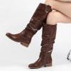 imageWomens Slouchy Knee High Boots  Comfortable Platform Flat Tall Boot Stylish Round Toe Side Zipper Winter Casual Boots for WomenBrown Pu 124