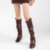 imageWomens Slouchy Knee High Boots  Comfortable Platform Flat Tall Boot Stylish Round Toe Side Zipper Winter Casual Boots for WomenBrown Pu 124