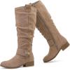 imageWomens Slouchy Knee High Boots  Comfortable Platform Flat Tall Boot Stylish Round Toe Side Zipper Winter Casual Boots for WomenBeige Mf 124