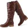 imageWomens Slouchy Knee High Boots  Comfortable Platform Flat Tall Boot Stylish Round Toe Side Zipper Winter Casual Boots for WomenBrown Pu 124