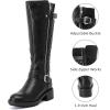 imageWomens Knee High Boots Classic Comfort Riding Combat Boot Round Toe Side Zipper Long Tall Fall Winter Boots for WomenBlack Pu 267