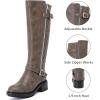 imageWomens Knee High Boots Classic Comfort Riding Combat Boot Round Toe Side Zipper Long Tall Fall Winter Boots for WomenGray Pu 267