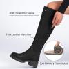 imageWomens Knee High Boots Stylish Comfort Round Toe Tall Riding Combat Boot Classic Fashion Fall Winter Boots for WomenBlack Pu 979