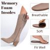 imageWomens Knee High Boots Wide Calf Chunky Block Low Heel and Slouchy Pointed Toe Winter Long Boots for WomenBeige Mf 971