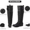 imageWomens Slouchy Knee High Boots Low Heel Comfort Round Toe Tall Calf Flat Riding Combat Boots for WomenBlack Bmf 119