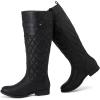 imageWomens Slouchy Knee High Boots Low Heel Comfort Round Toe Tall Calf Flat Riding Combat Boots for WomenBlack Bmf 119