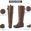 imageWomens Slouchy Knee High Boots Low Heel Comfort Round Toe Tall Calf Flat Riding Combat Boots for WomenBrown Pu 119