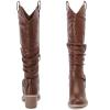 imageWomens Slouchy Knee High Boots with Chunky Heel Pointed Toe Comfortable and Fashionable Fall Winter Boots for WomenBrown Pu 266